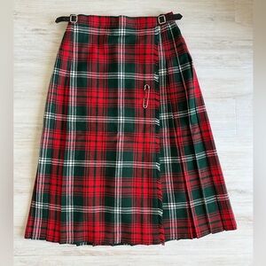 Clan Plaid Tartan Kilt Skirt - Red and Green